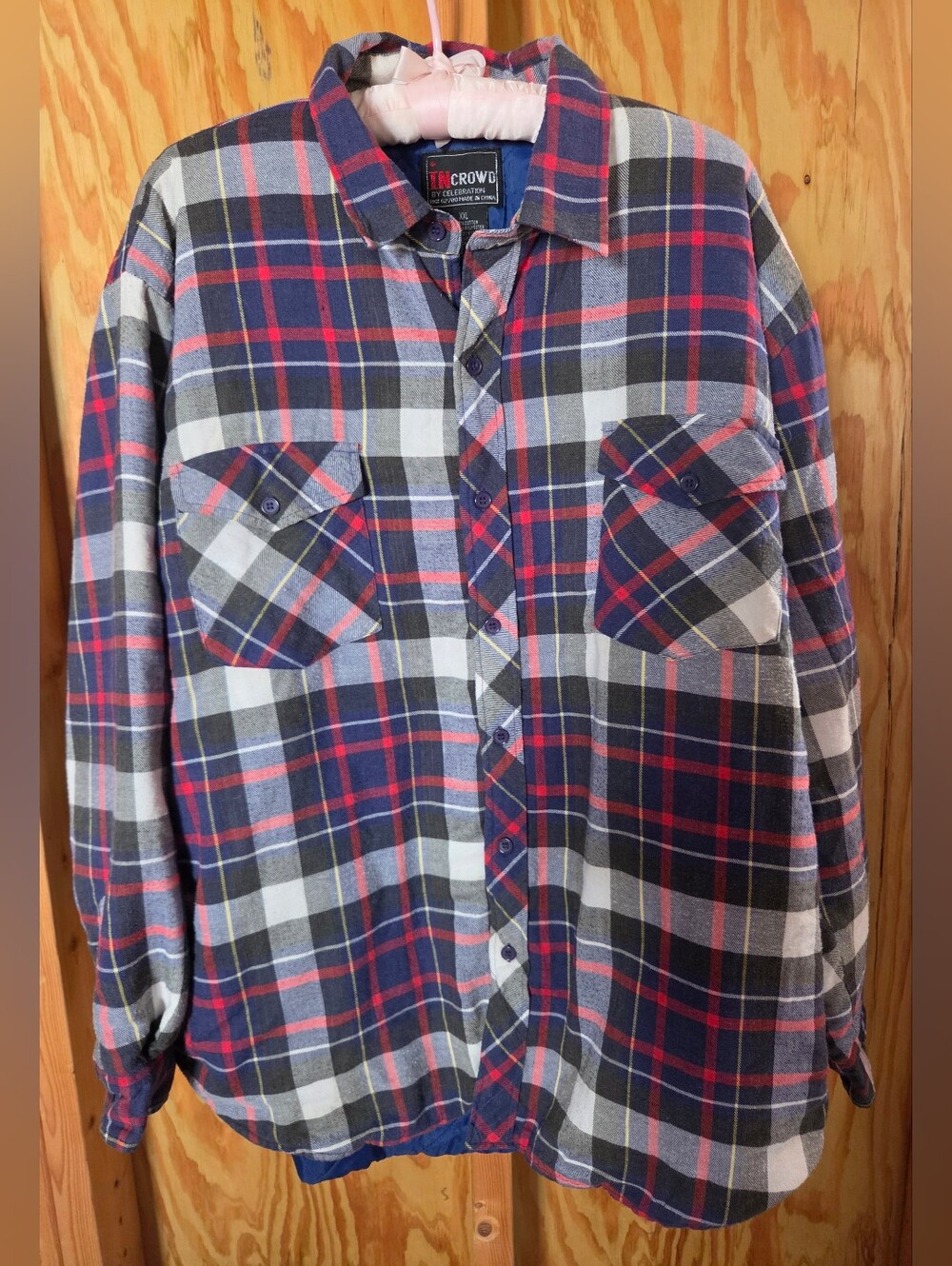 VTG In Crowd by Celebration Quilted Lined Plaid Flannel Shirt Jacket XXL
